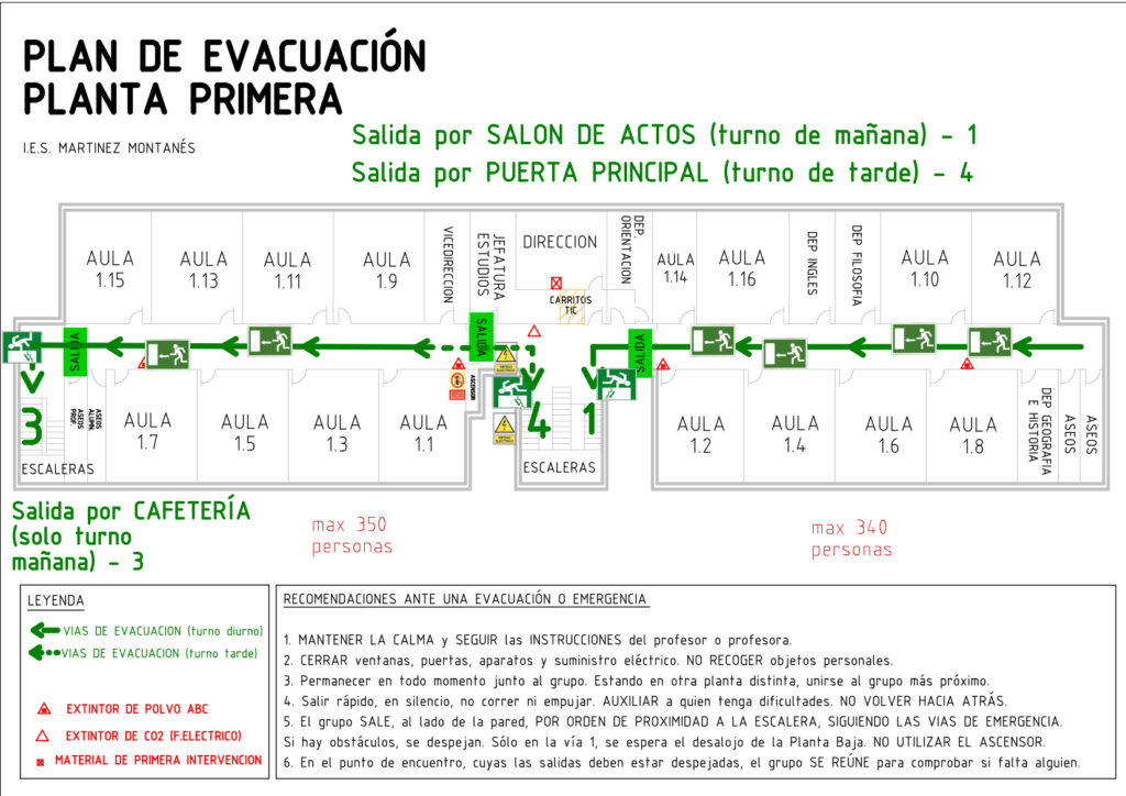 Plano evacuación primera planta