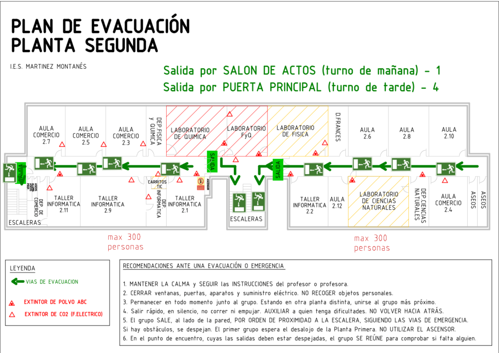 Plano evacuación segunda planta